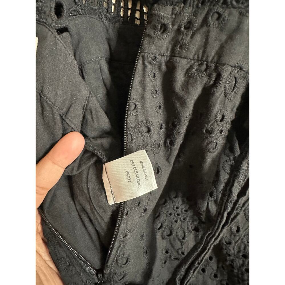 Nightcap Clothing Apron Jumpsuit in Black size 2/S Eyelet Flutter Sleeve - Picture 15 of 16